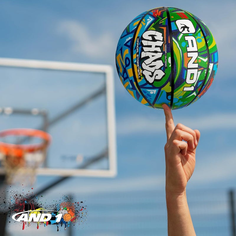 And1 Chaos Rubber Basketball: Official Regulation Size 7 (29.5 inches) Rubber Basketball - Deep Channel Construction Streetball, Made for Indoor Outdoor - Image 5